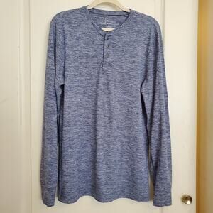 Marc Anthony Luxury Blue Heather Slim Fit Henley Shirt Men's S